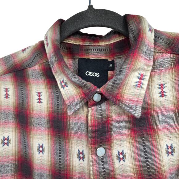 ASOS Flannel Southwestern Print Pearl Snap Button Up Size Men's M - Picture 5 of 13